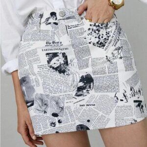 Reformation Jeans newsprint denim skirt📰